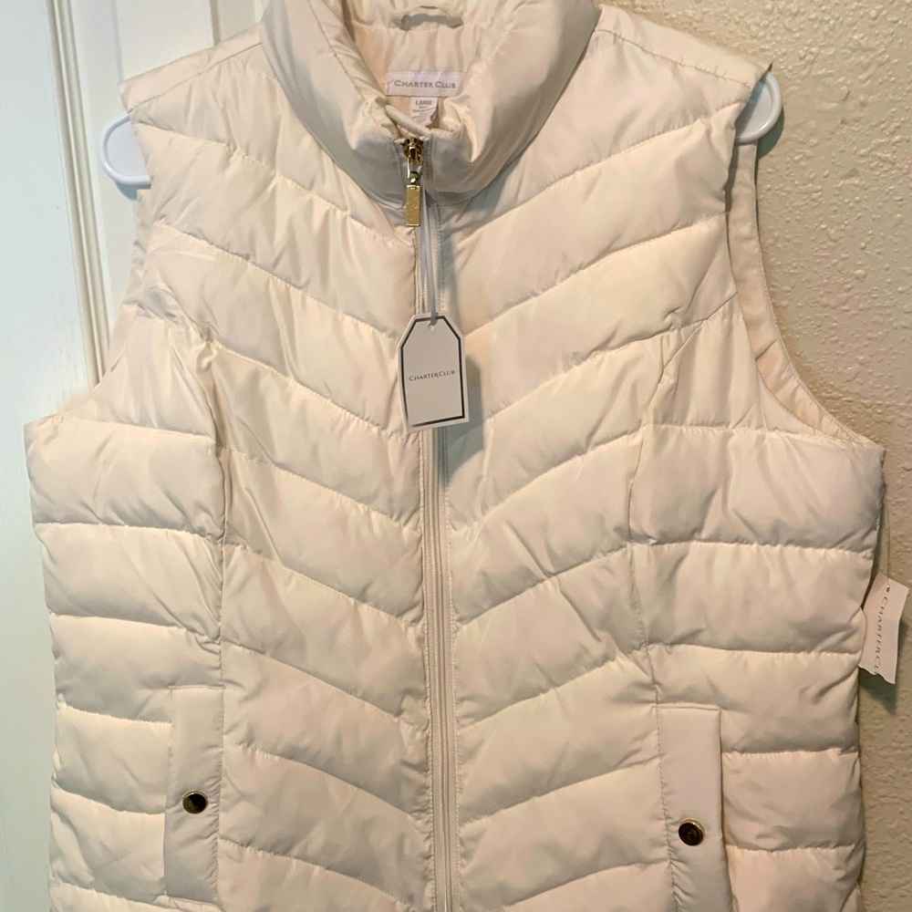 Charter Club Women’s Large Vintage Cream Lucy Vest